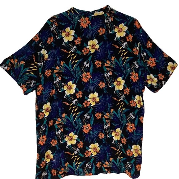 Coca-Cola Tropical Floral Hawaiian Short Sleeve Button-Up Shirt Men's Size XL - Picture 2 of 6